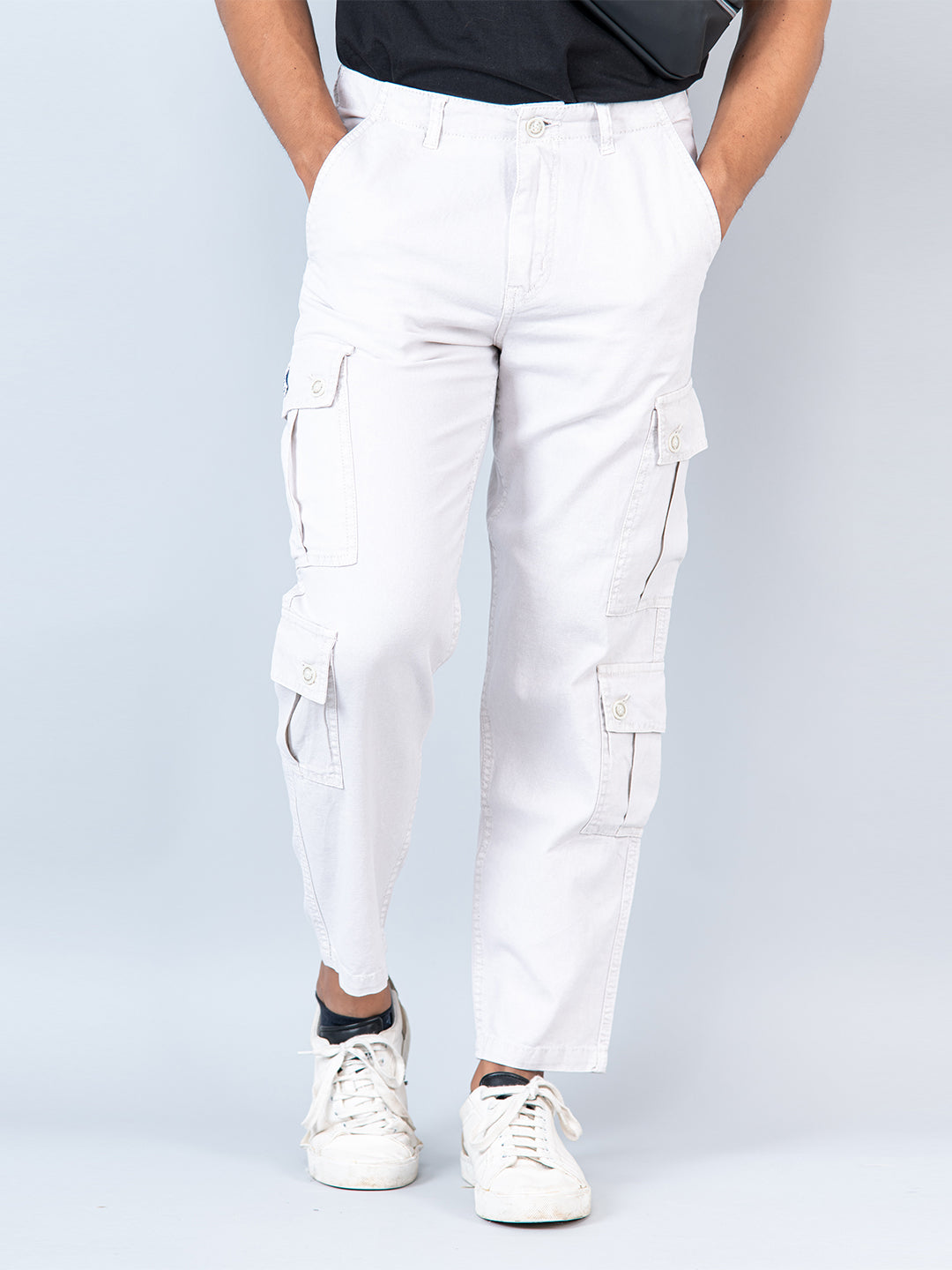 Relaxed Fit Cotton drawstring trousers - Cream - Men | H&M IN